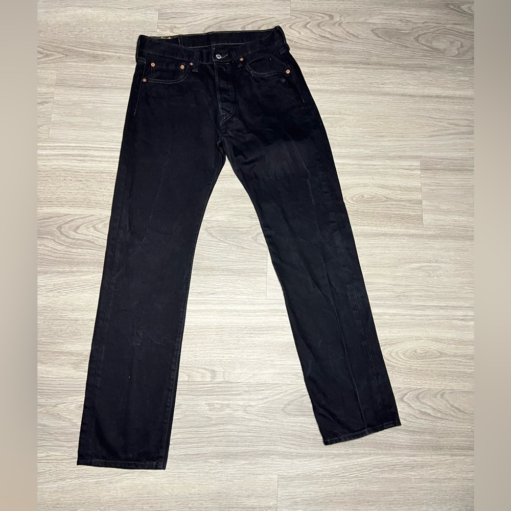 Levis 501 Jeans Mens 30x32 Black Straight Original Fit Button Fly Grunge Classic